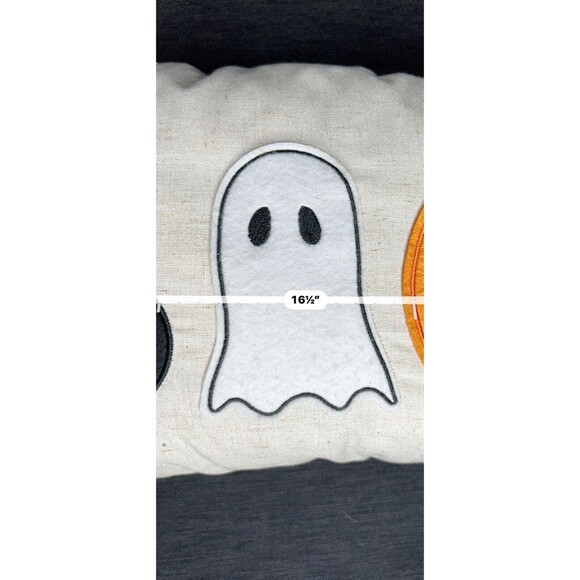 Halloween BOO Throw Accent Pillow Applique Spider Web Pumpkin Ghost - Picture 3 of 6